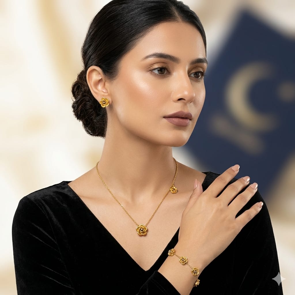 Elegant Rose Blossom Jewelry Set