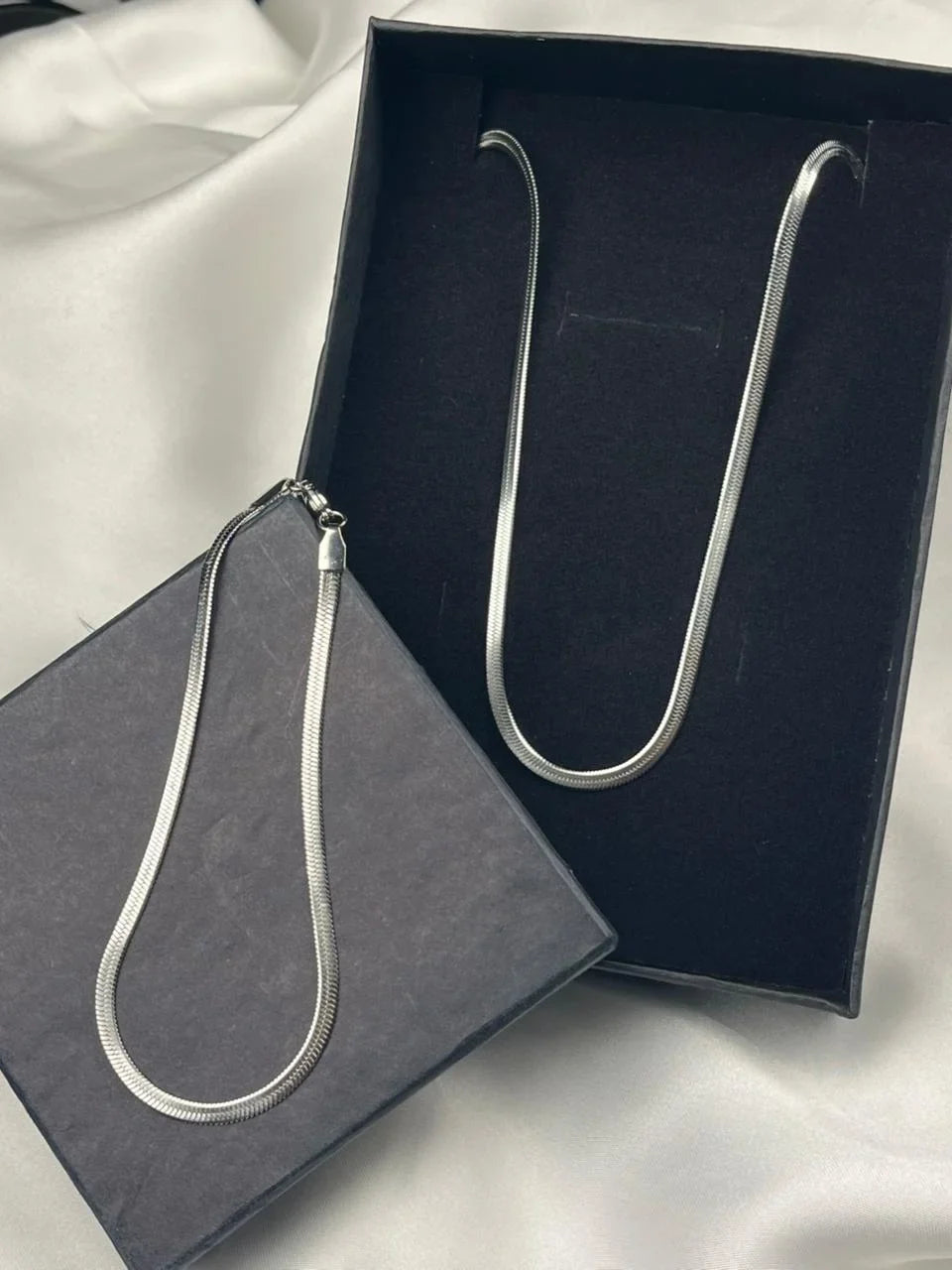 Silver Snake Chain Set