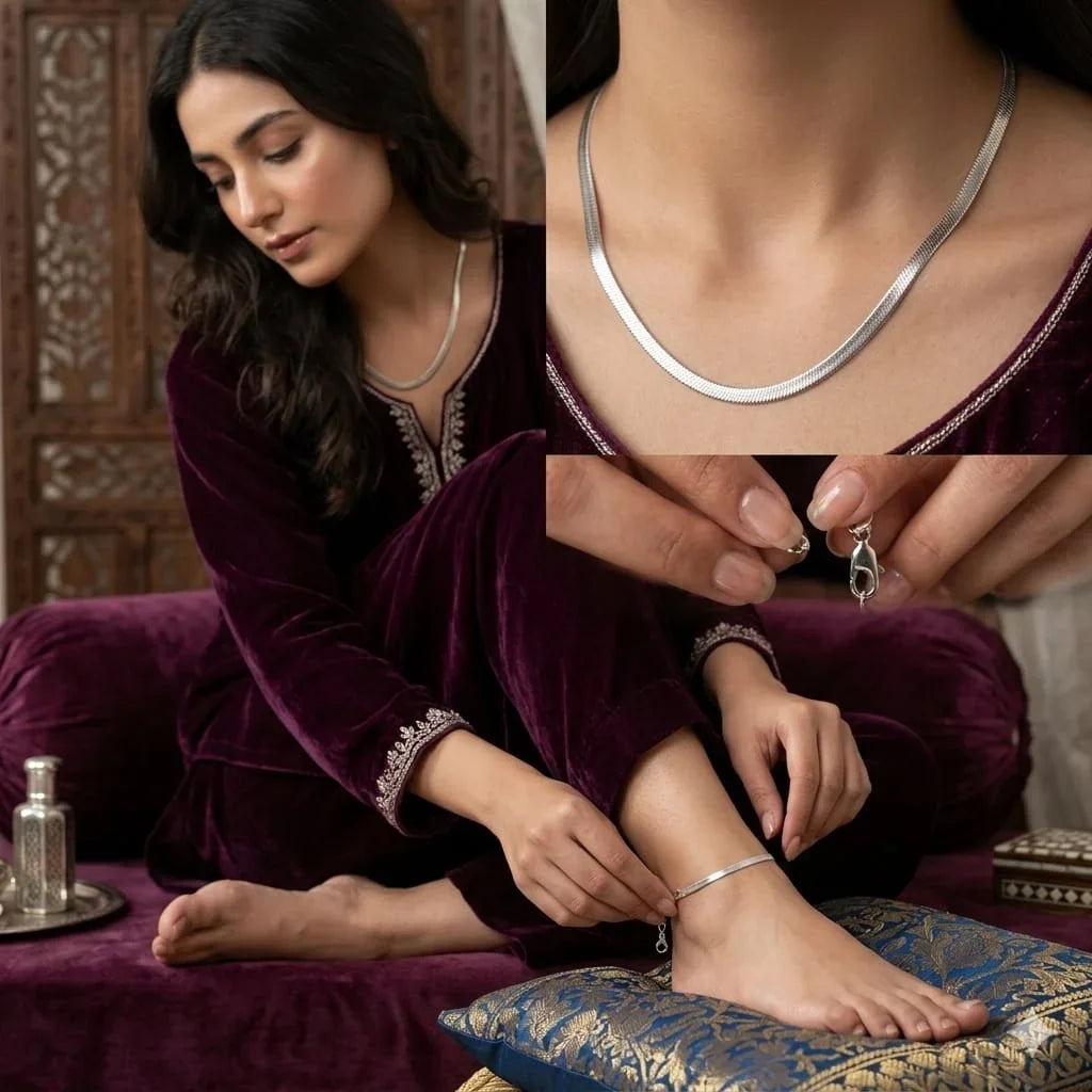 Silver Snake Chain Set